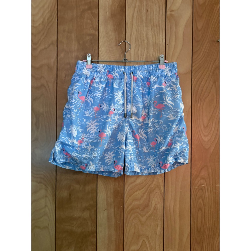 Kiwi Saint-Tropez Mens Flamingo Palm Tree Swim Trunks‎ Blue Tropical Shorts 44 M
